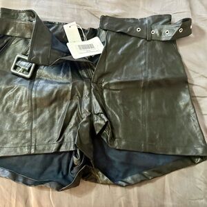Black Pleather Shorts